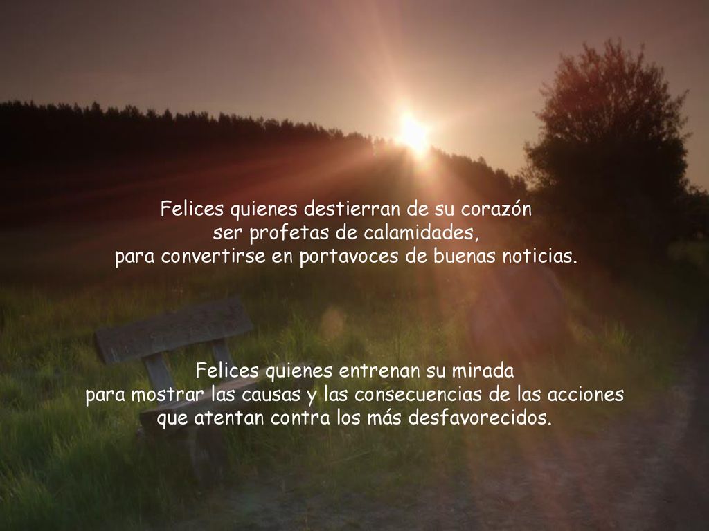 Felices quienes destierran de su corazón ser profetas de calamidades,