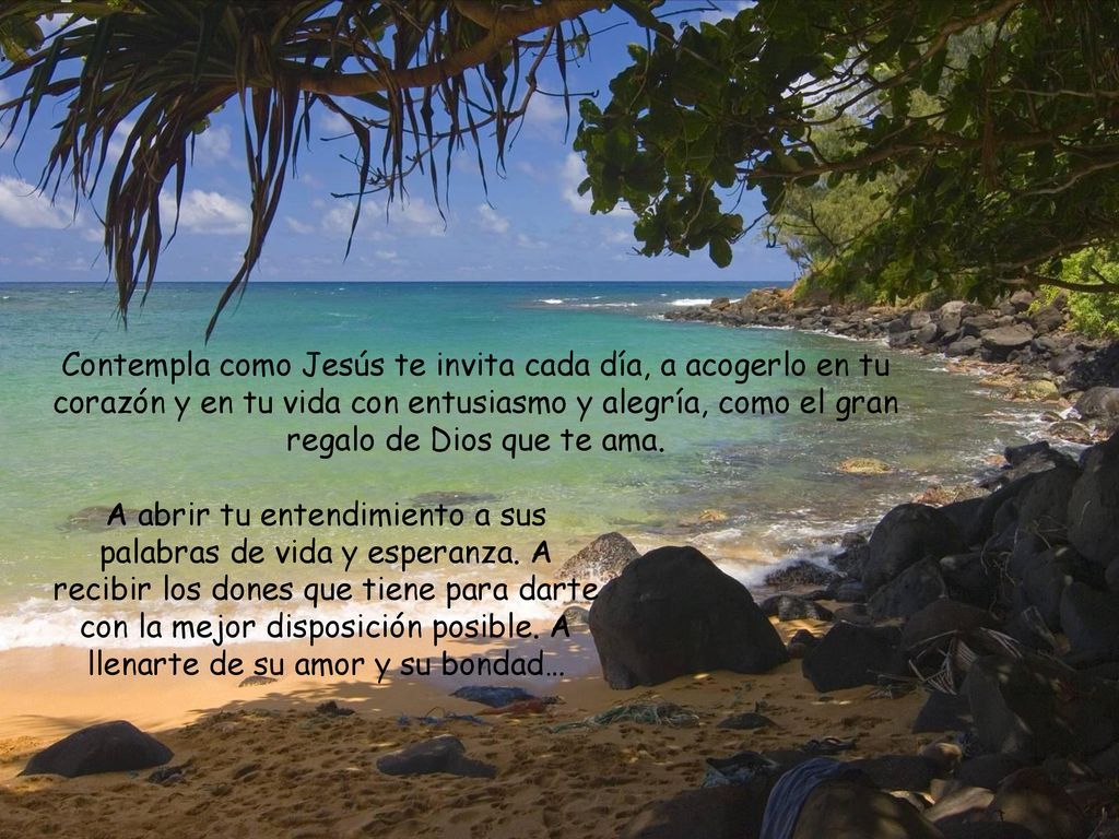 Contempla como Jesús te invita cada día, a acogerlo en tu corazón y en tu vida con entusiasmo y alegría, como el gran regalo de Dios que te ama.