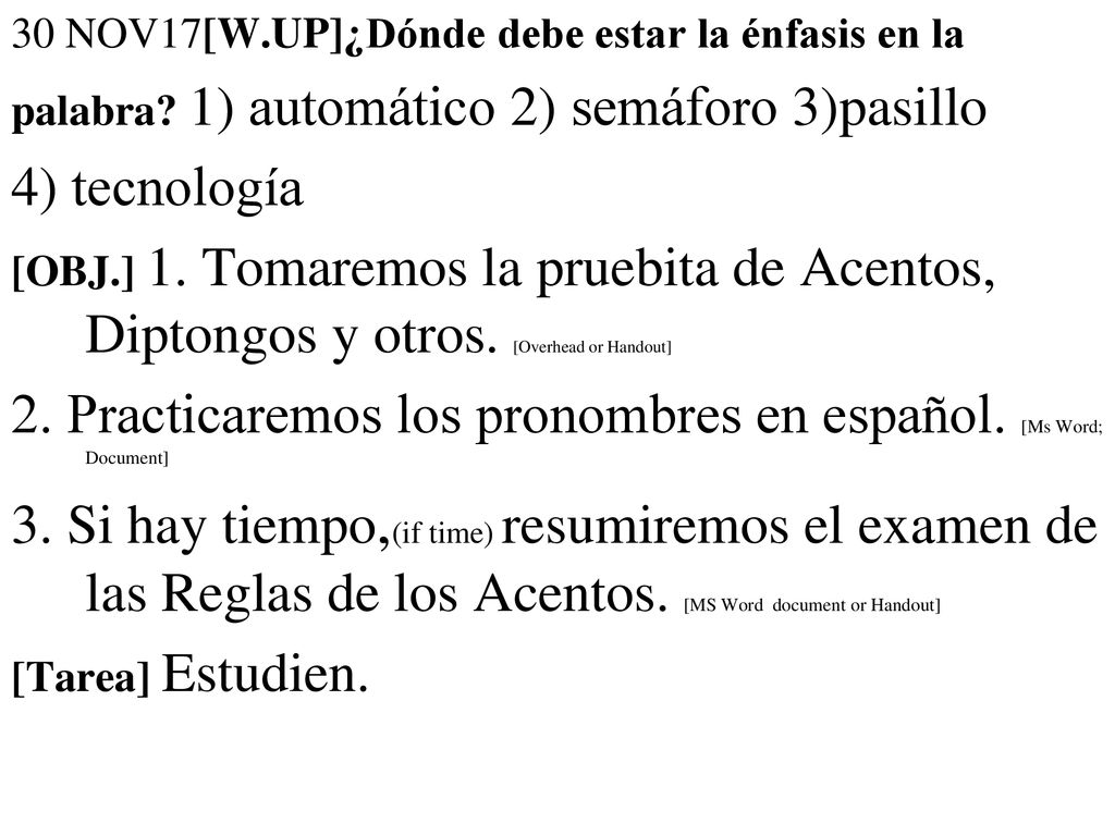 2. Practicaremos los pronombres en español. [Ms Word; Document]