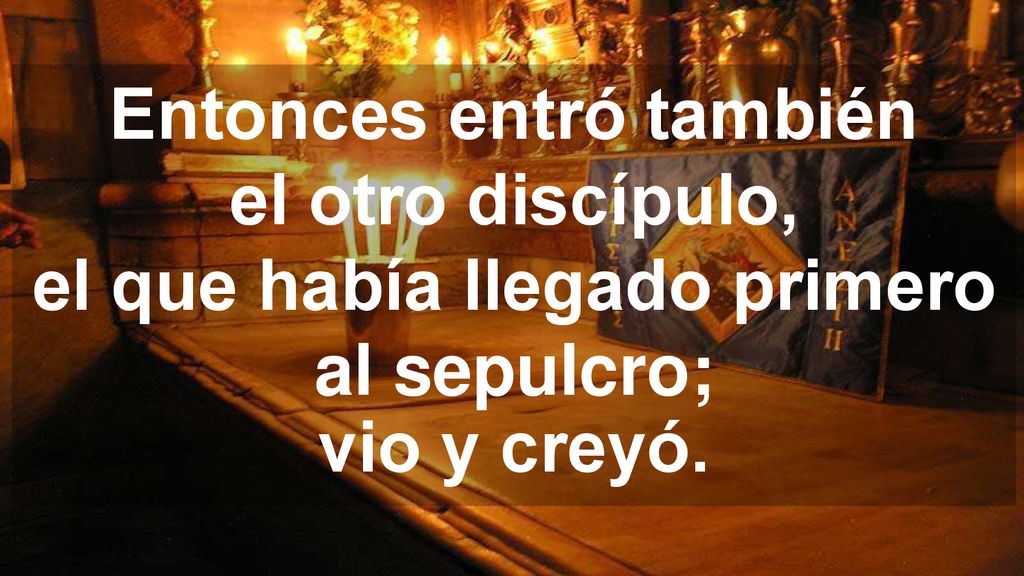 Entonces entró también el otro discípulo, el que había llegado primero al sepulcro; vio y creyó.