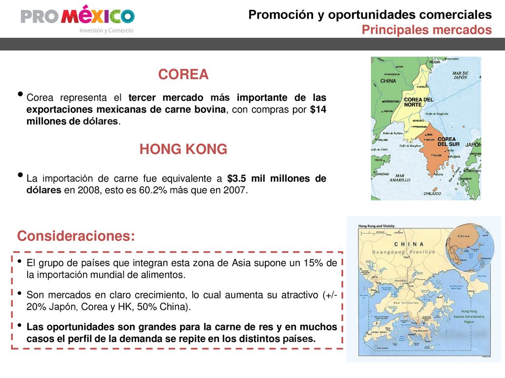 COREA HONG KONG Consideraciones: Promoción y oportunidades comerciales