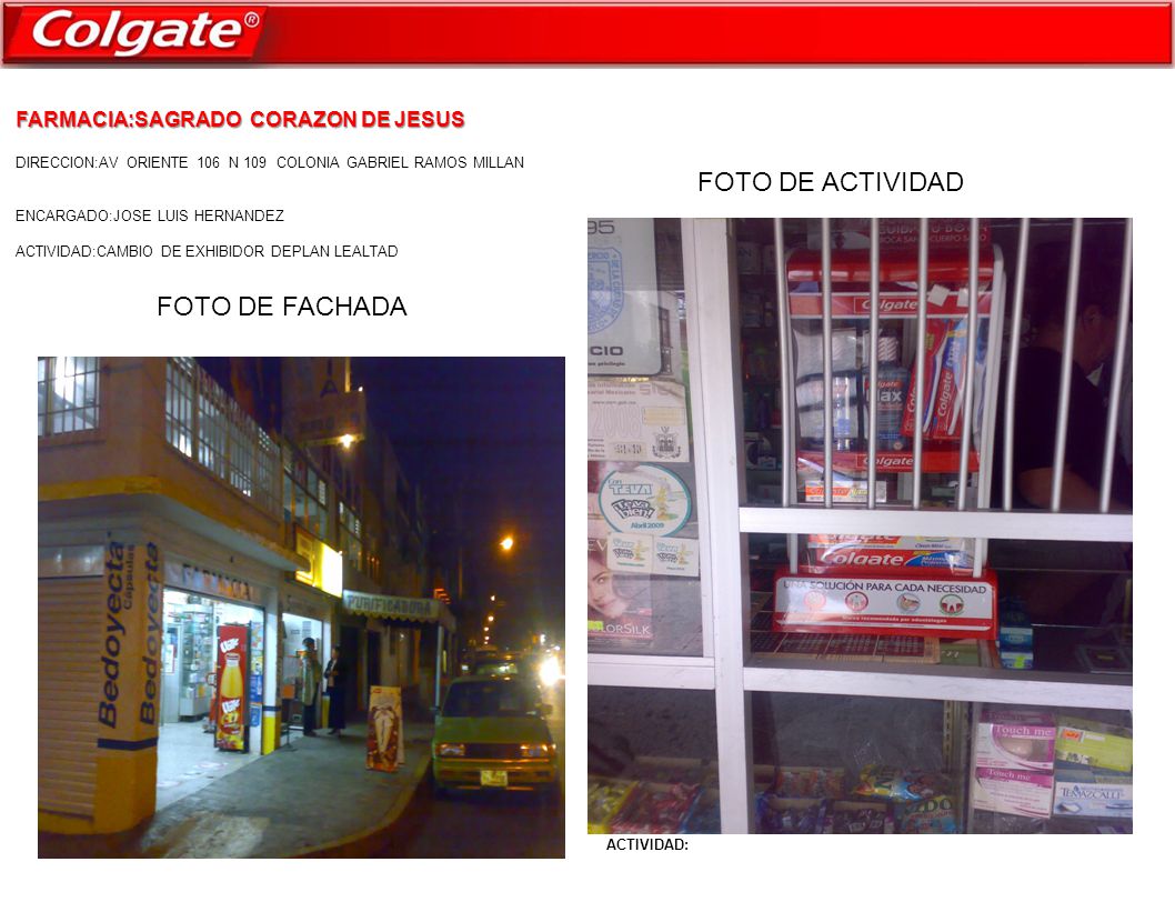 FOTO DE ACTIVIDAD FOTO DE FACHADA FARMACIA:SAGRADO CORAZON DE JESUS