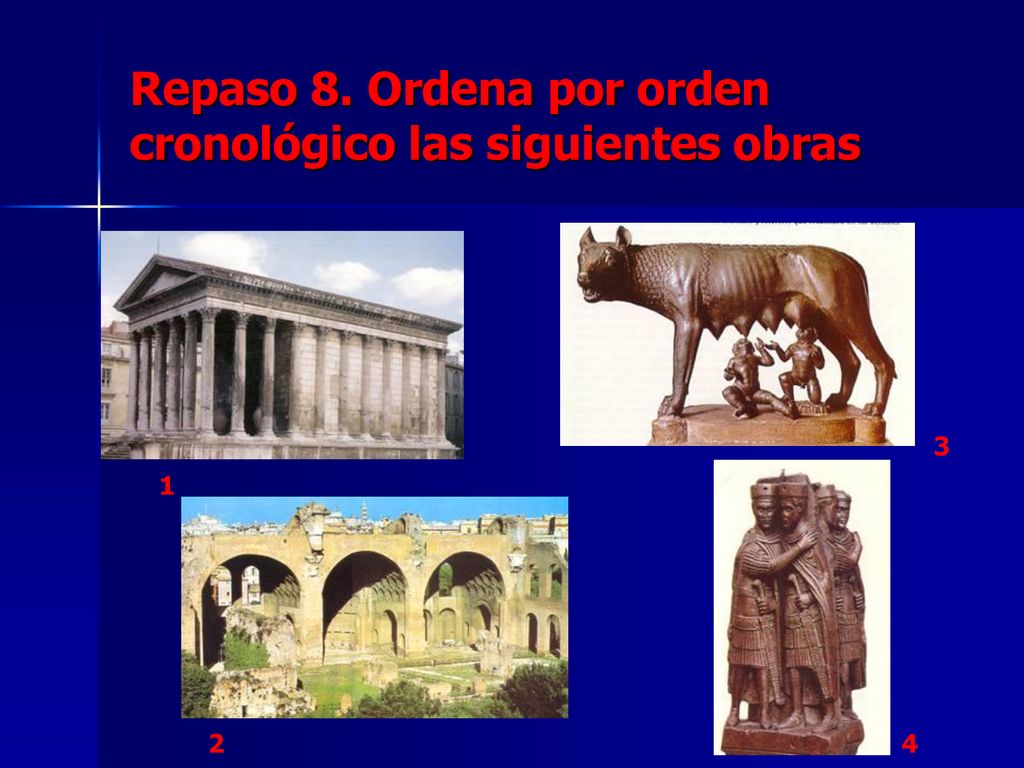 Repaso 8. Ordena por orden cronológico las siguientes obras