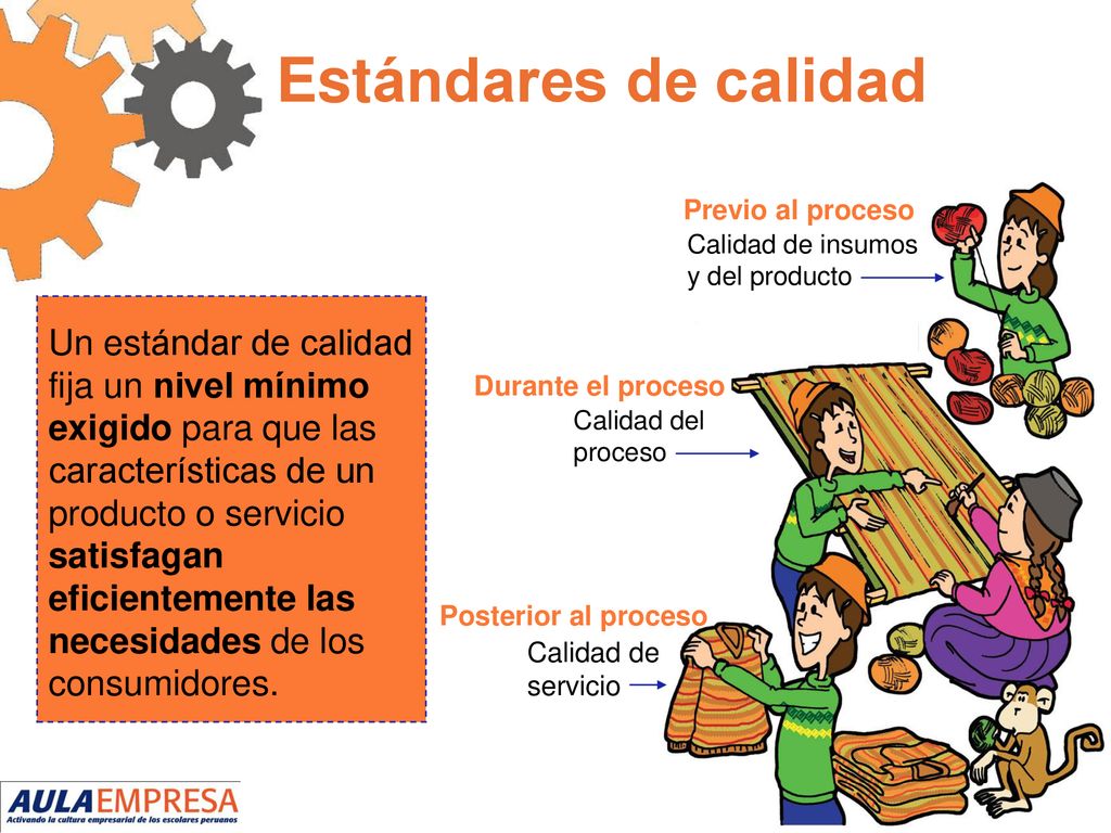 Estándares de calidad Calidad de insumos. y del producto. Previo al proceso.