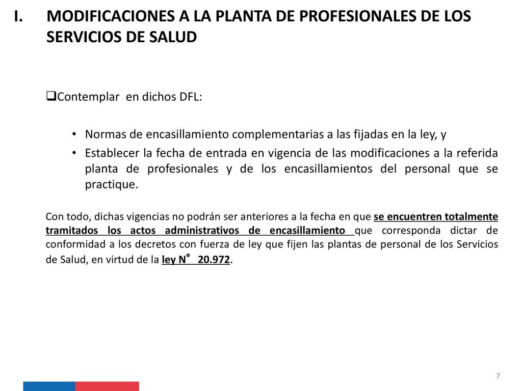 MODIFICACIONES A LA PLANTA DE PROFESIONALES DE LOS SERVICIOS DE SALUD