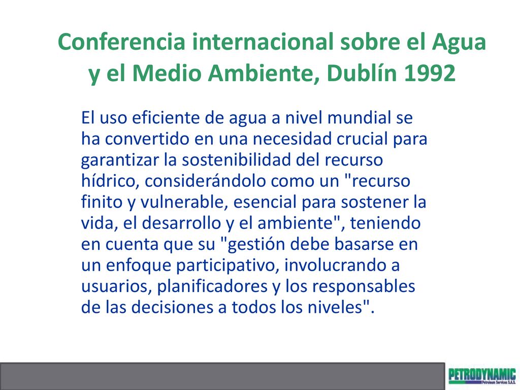 Conferencia internacional sobre el Agua y el Medio Ambiente, Dublín 1992