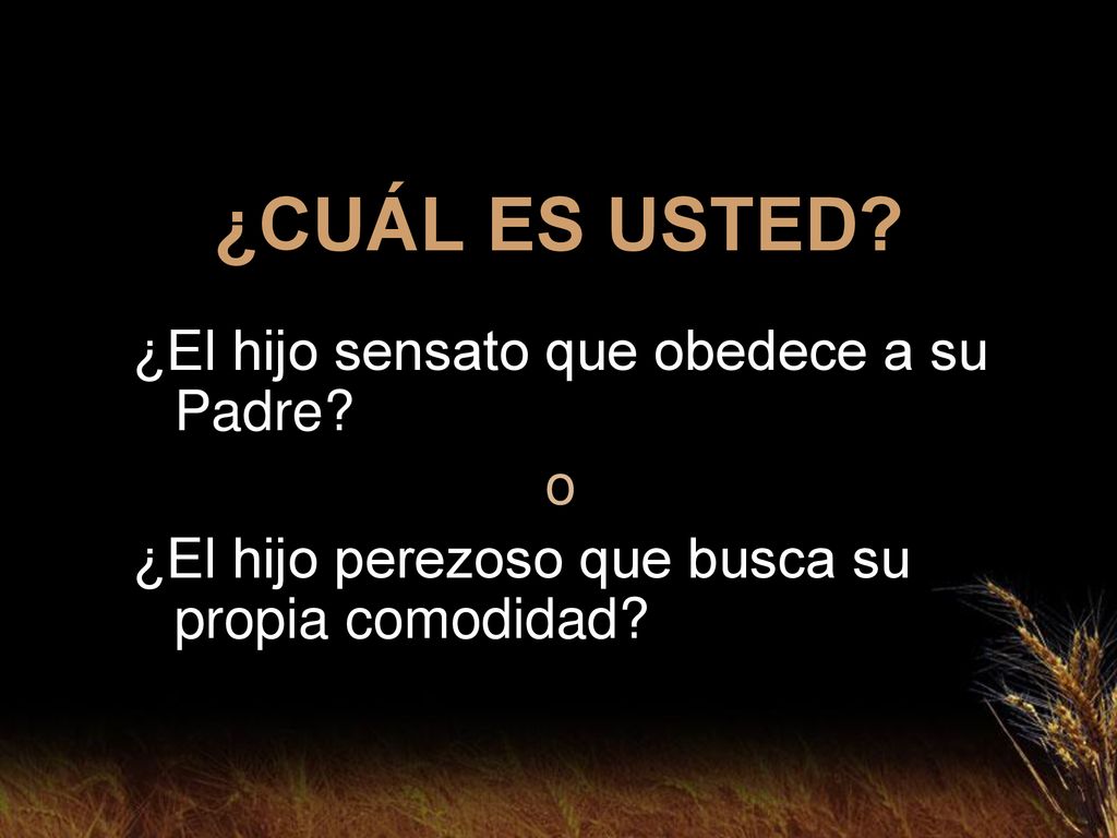 ¿CUÁL ES USTED ¿El hijo sensato que obedece a su Padre o