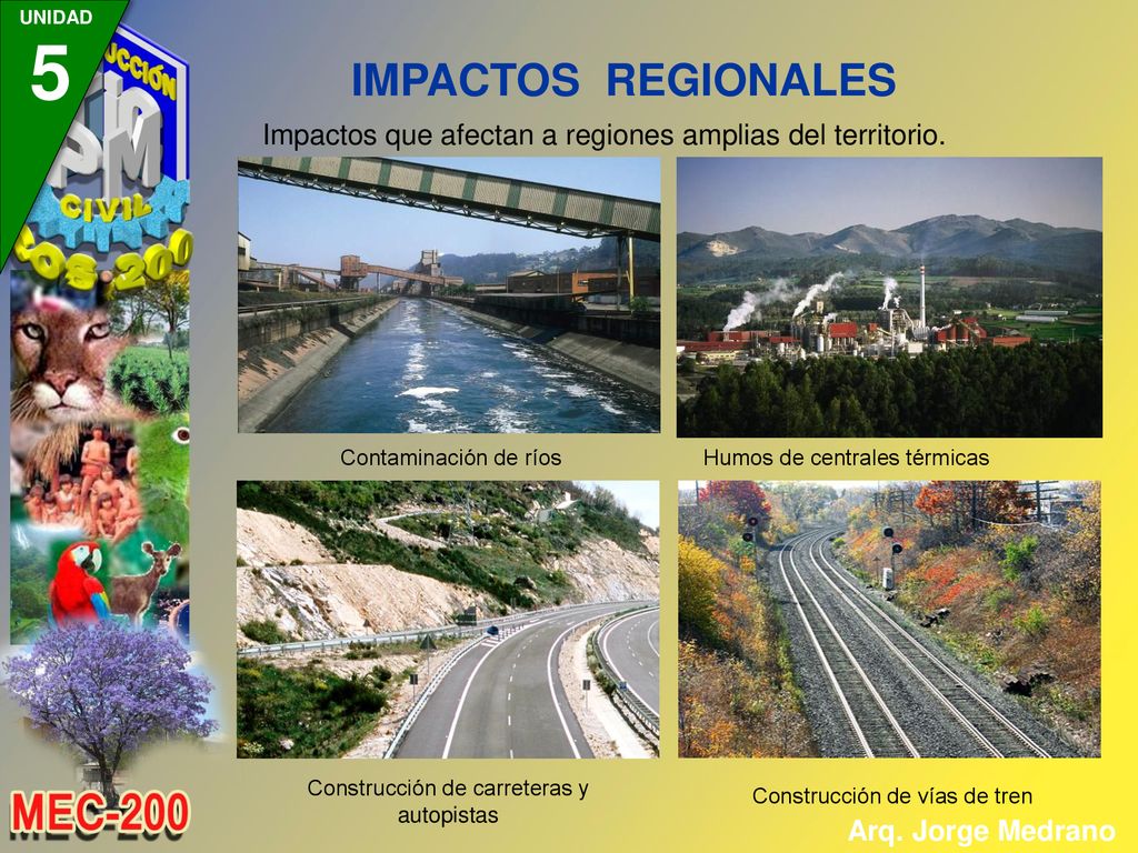 IMPACTOS REGIONALES Impactos que afectan a regiones amplias del territorio. Contaminación de ríos.