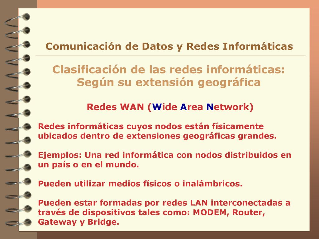 Clasificación de las redes informáticas: Según su extensión geográfica