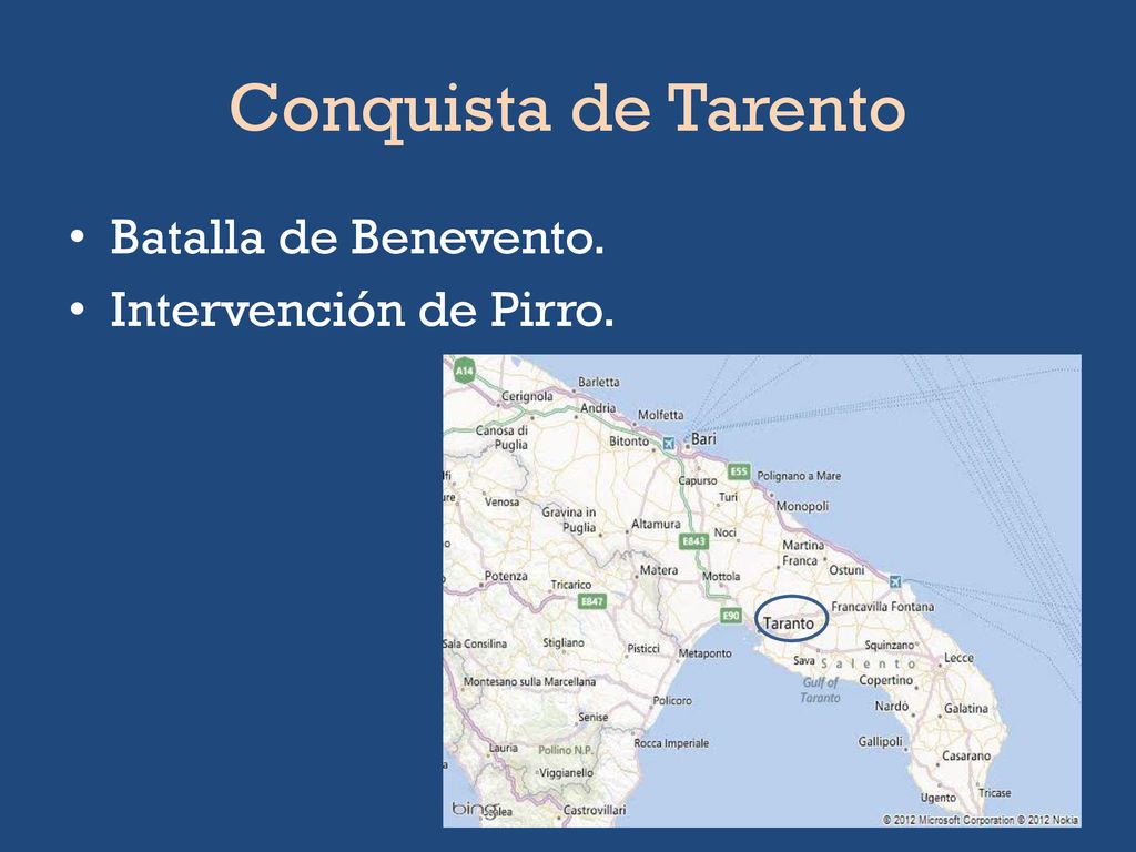Conquista de Tarento Batalla de Benevento. Intervención de Pirro.