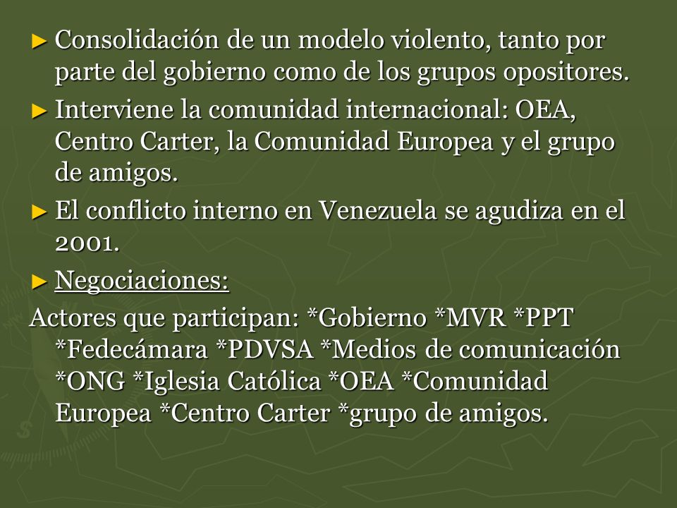 Consolidación de un modelo violento, tanto por parte del gobierno como de los grupos opositores.