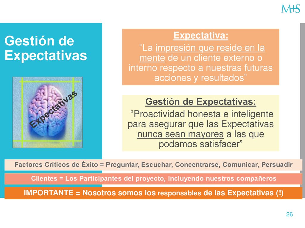 IMPORTANTE = Nosotros somos los responsables de las Expectativas (!)