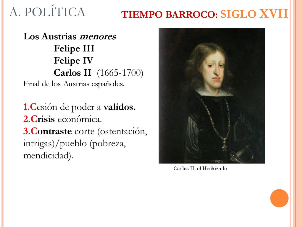A. POLÍTICA TIEMPO BARROCO: SIGLO XVII Los Austrias menores Felipe III