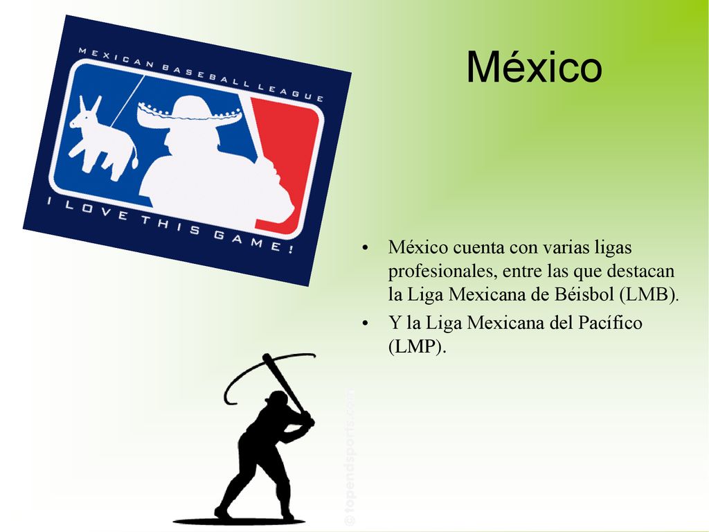 México México cuenta con varias ligas profesionales, entre las que destacan la Liga Mexicana de Béisbol (LMB).