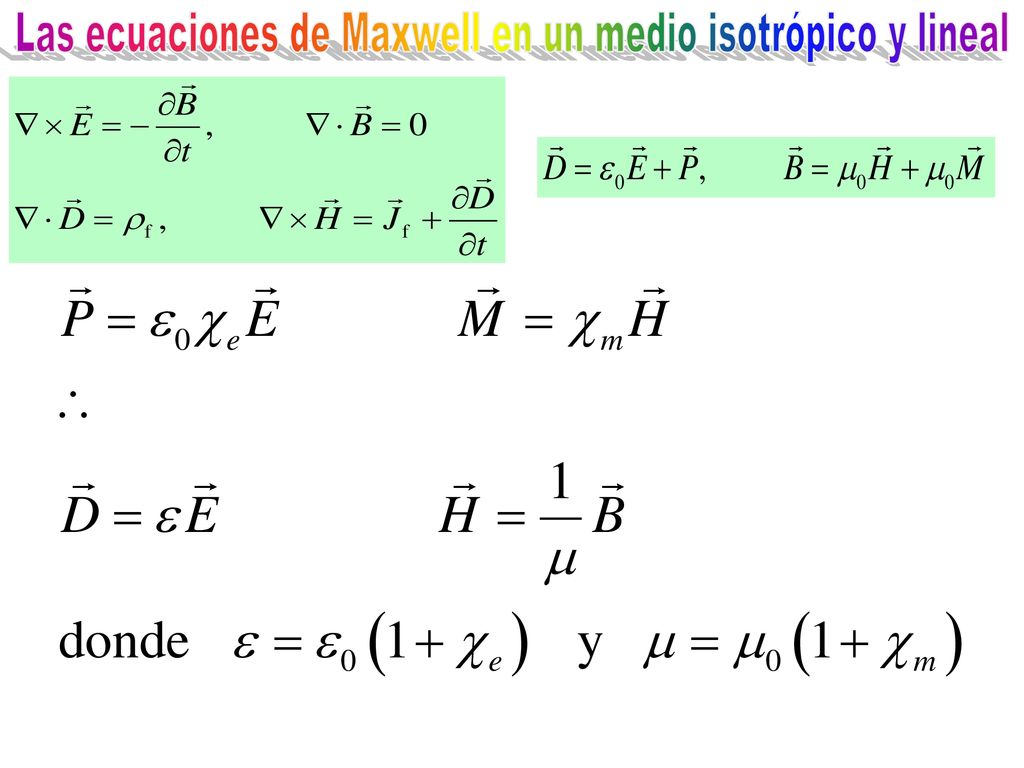 Las ecuaciones de Maxwell en un medio isotrópico y lineal