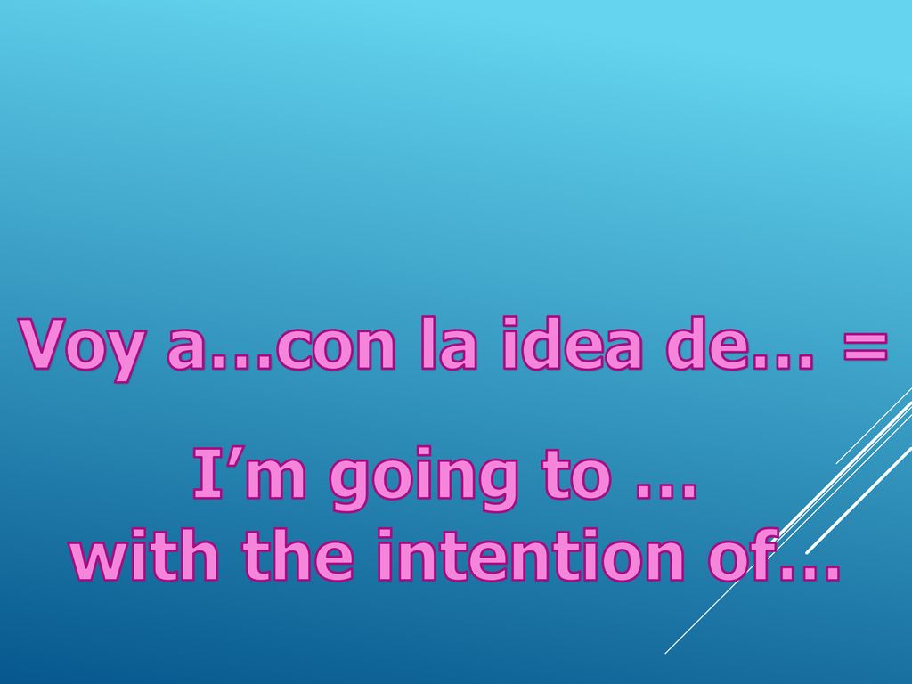 Voy a…con la idea de… = Voy a…con la idea de… = I’m going to … with the intention of…