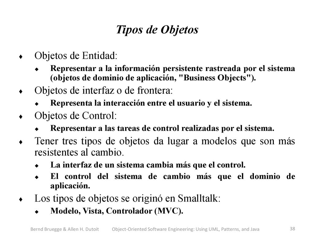 Tipos de Objetos Objetos de Entidad: