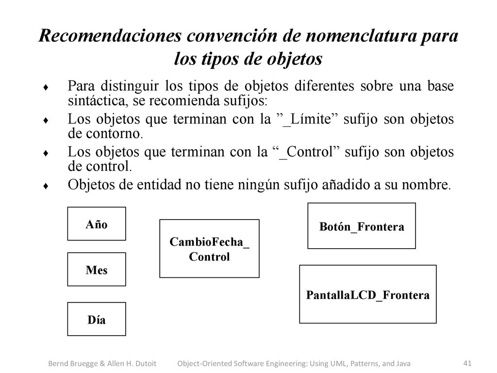 Recomendaciones convención de nomenclatura para los tipos de objetos