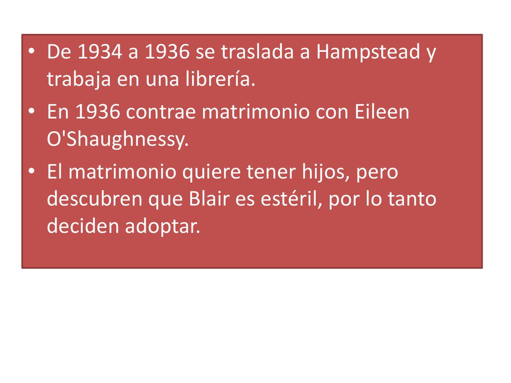De 1934 a 1936 se traslada a Hampstead y trabaja en una librería.