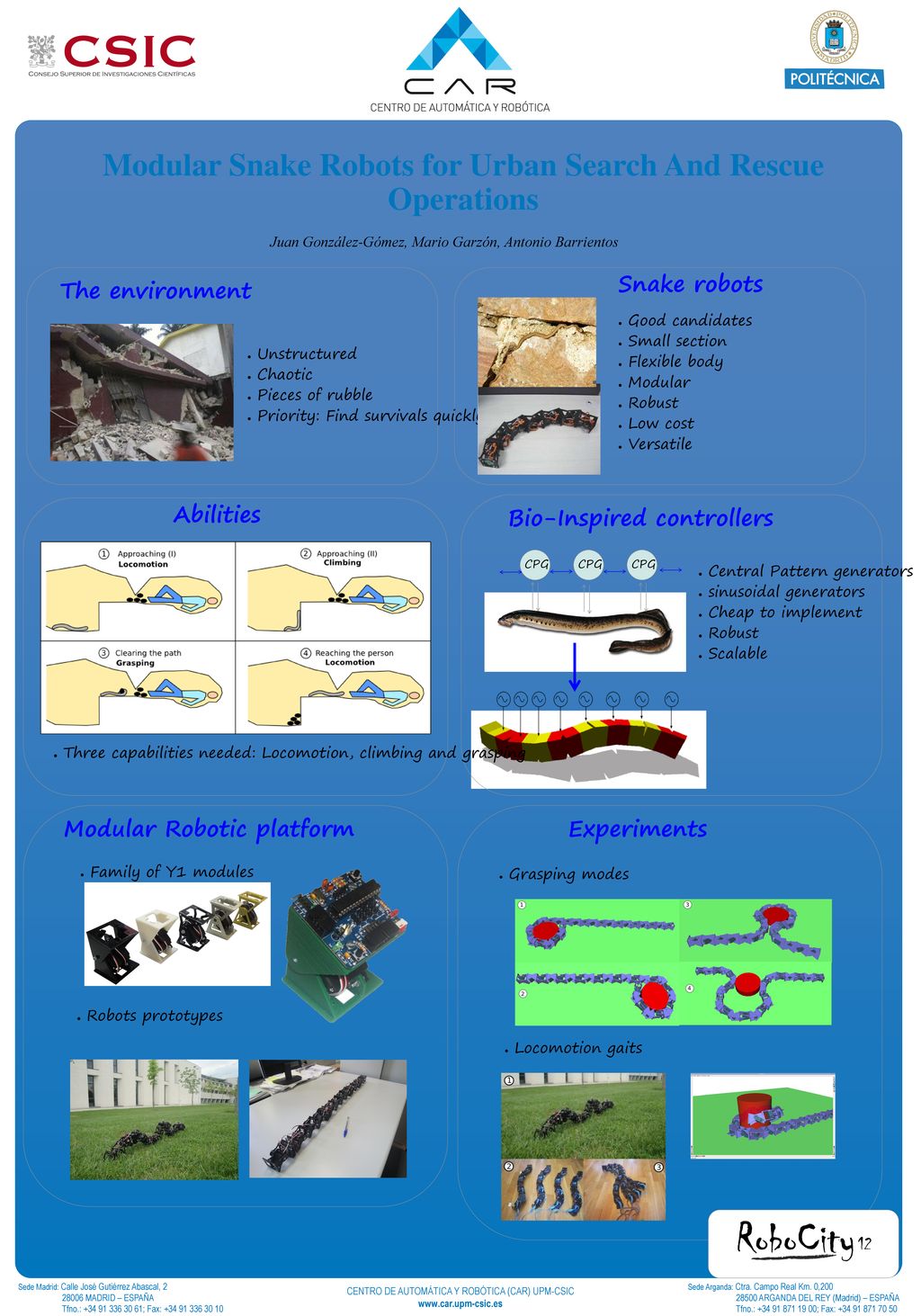 Modular Snake Robots for Urban Search And Rescue Operations
