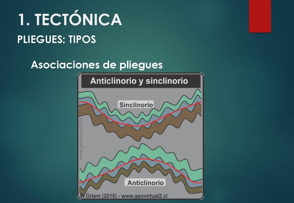 1. TECTÓNICA PLIEGUES: TIPOS Asociaciones de pliegues