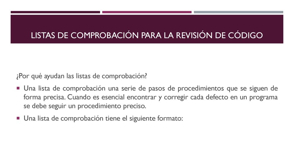 Listas de comprobación para la revisión de código