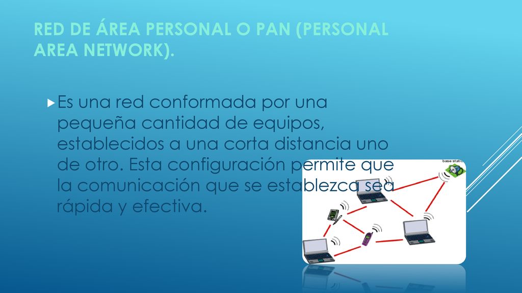 RED DE ÁREA PERSONAL o PAN (personal area network).