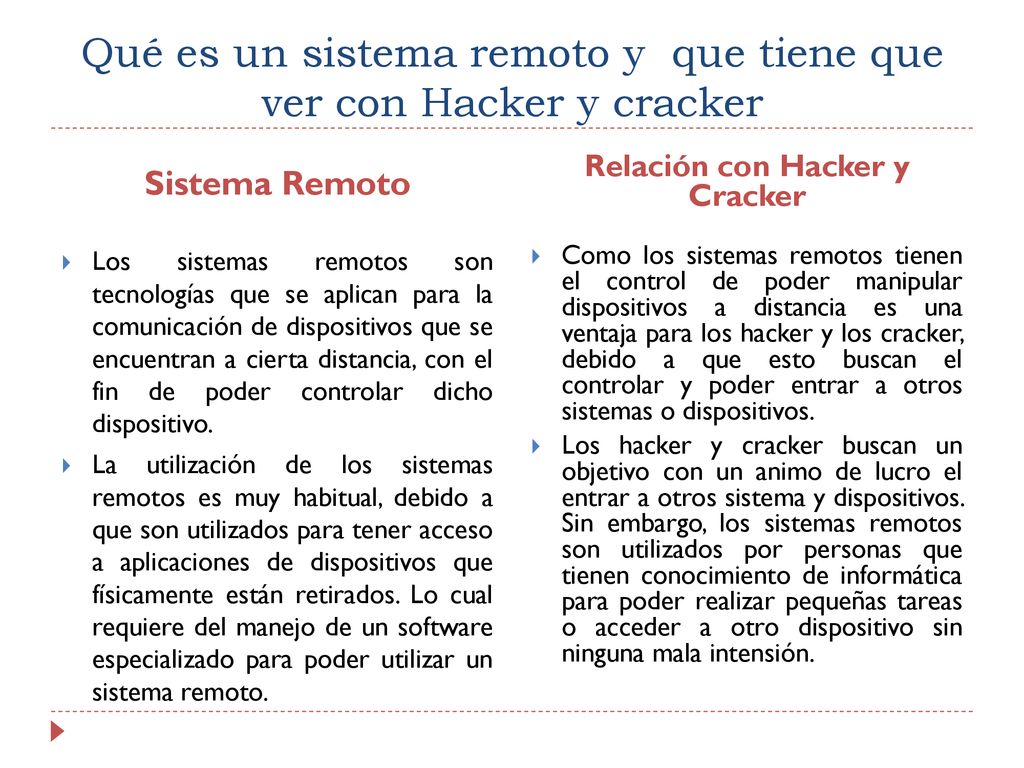 Qué es un sistema remoto y que tiene que ver con Hacker y cracker