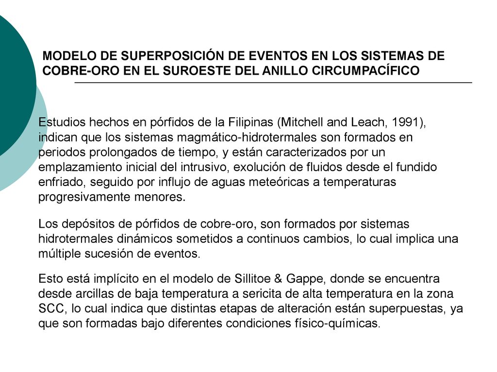 MODELO DE SUPERPOSICIÓN DE EVENTOS EN LOS SISTEMAS DE COBRE-ORO EN EL SUROESTE DEL ANILLO CIRCUMPACÍFICO