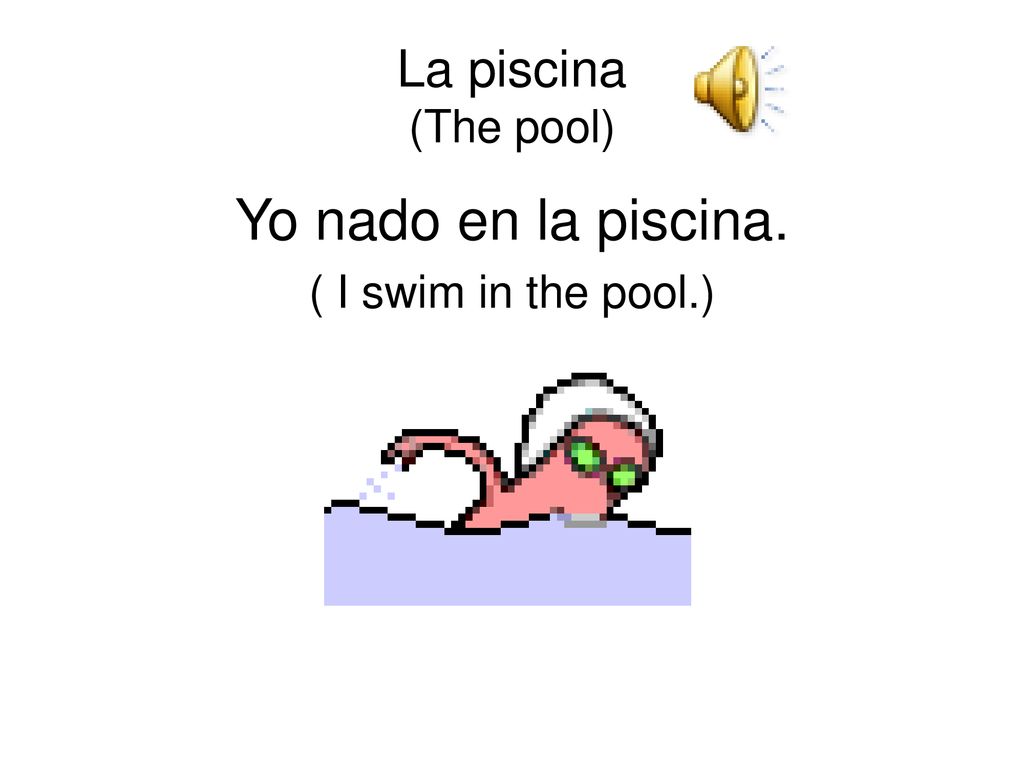 La piscina (The pool) Yo nado en la piscina. ( I swim in the pool.)
