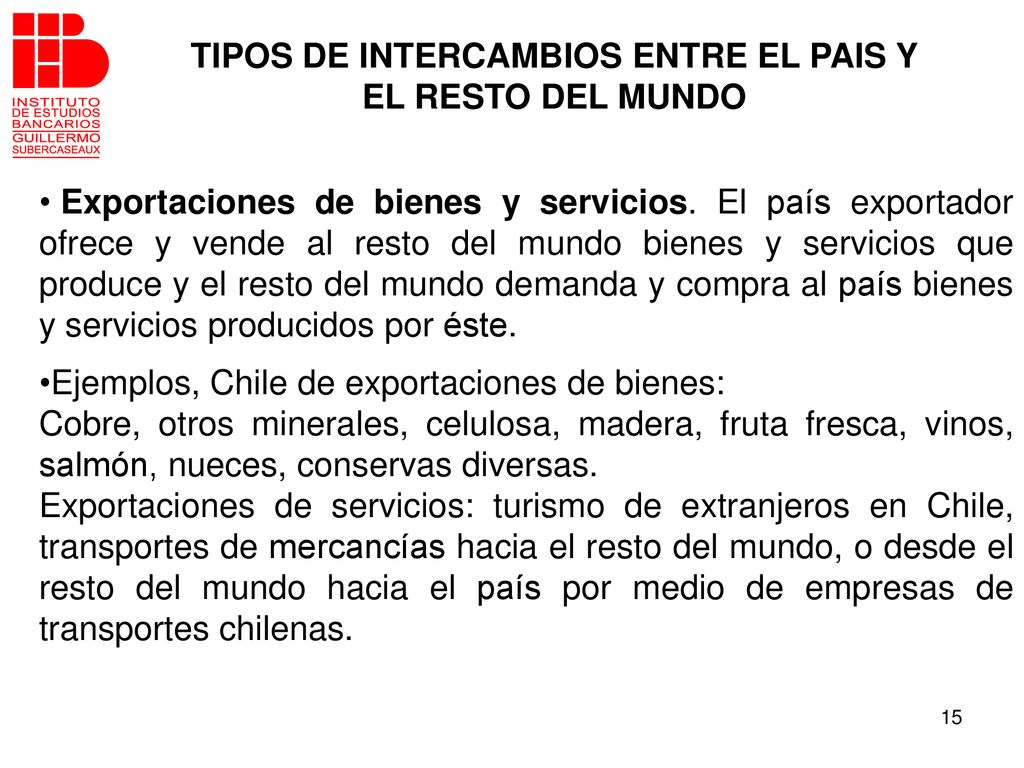 TIPOS DE INTERCAMBIOS ENTRE EL PAIS Y