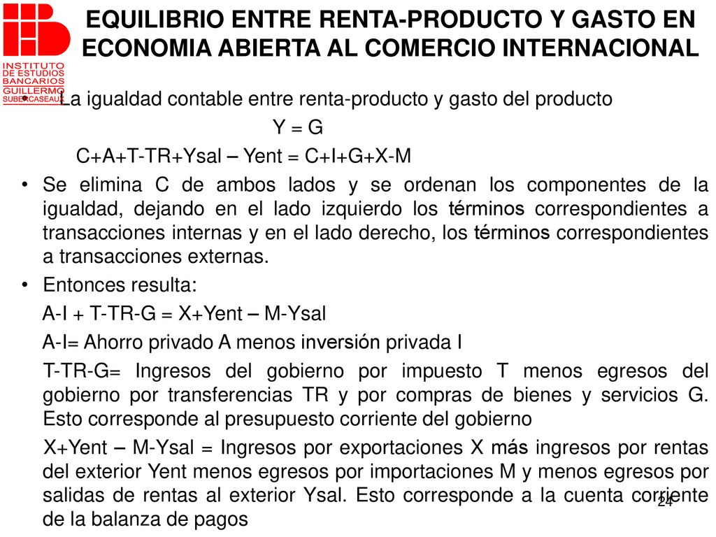 EQUILIBRIO ENTRE RENTA-PRODUCTO Y GASTO EN ECONOMIA ABIERTA AL COMERCIO INTERNACIONAL