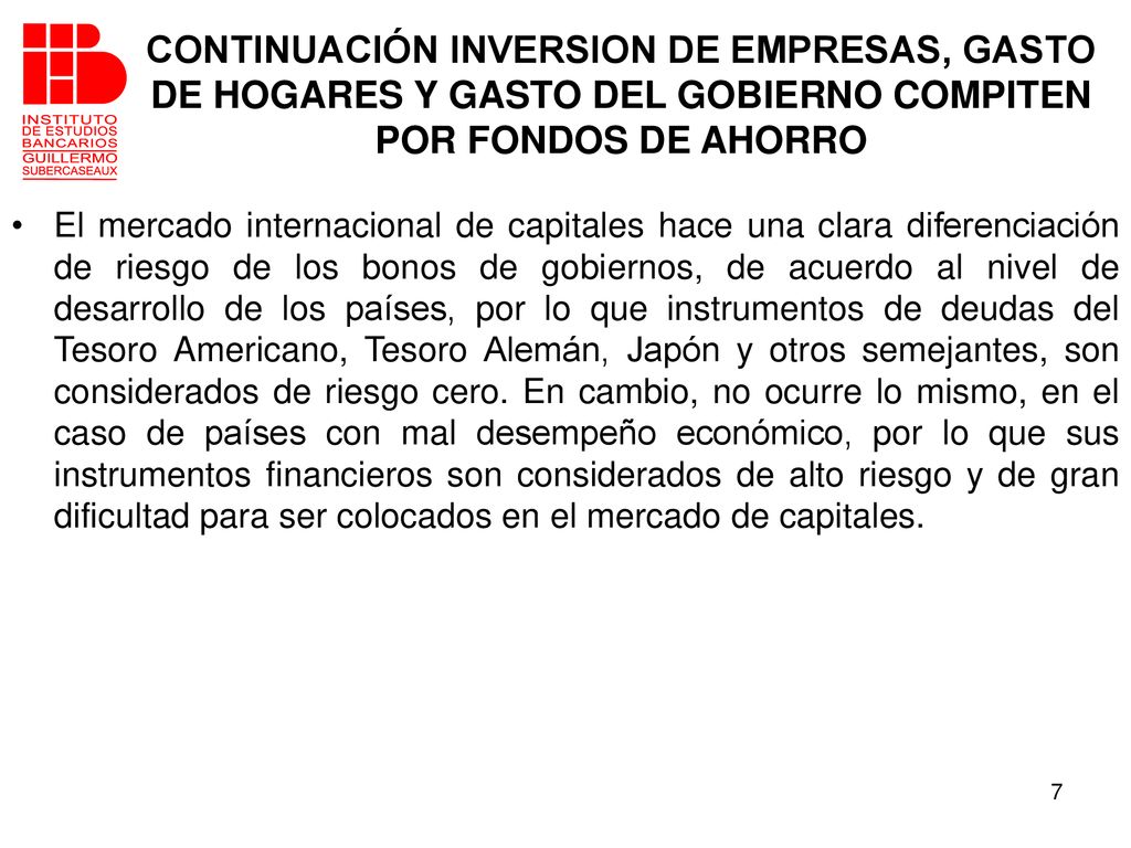 CONTINUACIÓN INVERSION DE EMPRESAS, GASTO DE HOGARES Y GASTO DEL GOBIERNO COMPITEN POR FONDOS DE AHORRO