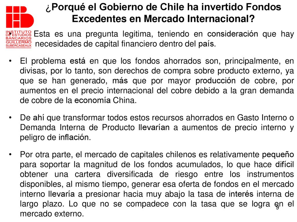 ¿Porqué el Gobierno de Chile ha invertido Fondos Excedentes en Mercado Internacional