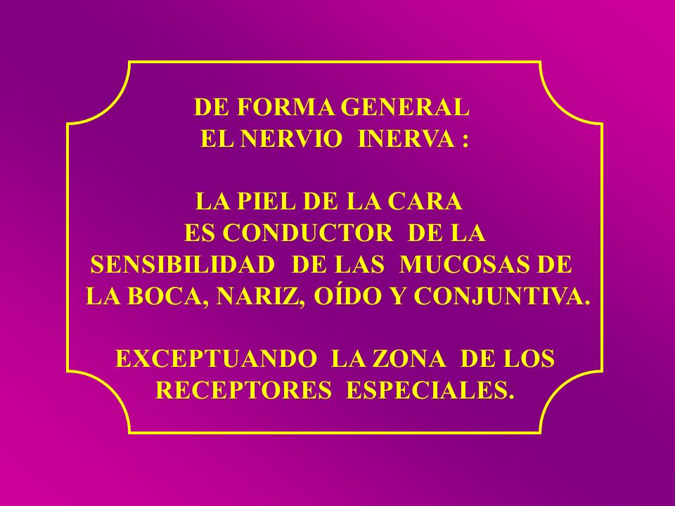 SENSIBILIDAD DE LAS MUCOSAS DE LA BOCA, NARIZ, OÍDO Y CONJUNTIVA.