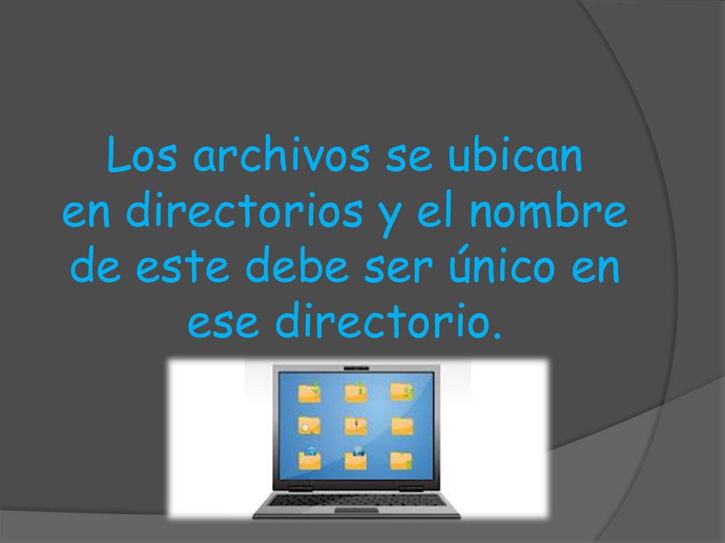 Los archivos se ubican en directorios y el nombre de este debe ser único en ese directorio.