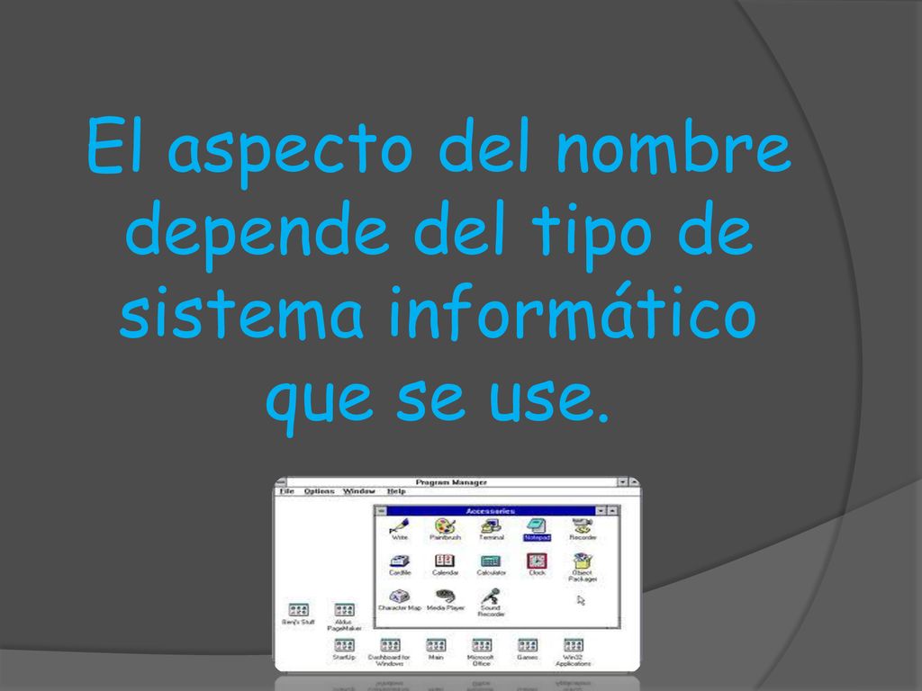 El aspecto del nombre depende del tipo de sistema informático que se use.
