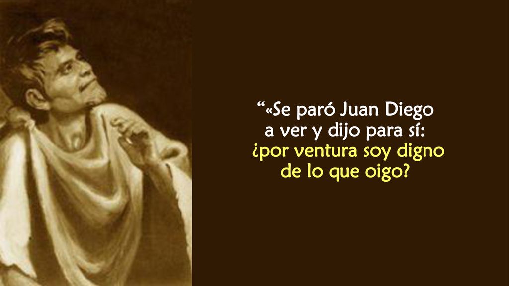 «Se paró Juan Diego a ver y dijo para sí: ¿por ventura soy digno de lo que oigo