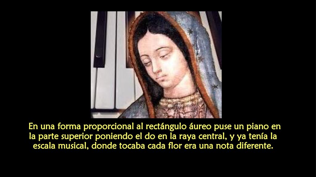 En una forma proporcional al rectángulo áureo puse un piano en la parte superior poniendo el do en la raya central, y ya tenía la escala musical, donde tocaba cada flor era una nota diferente.