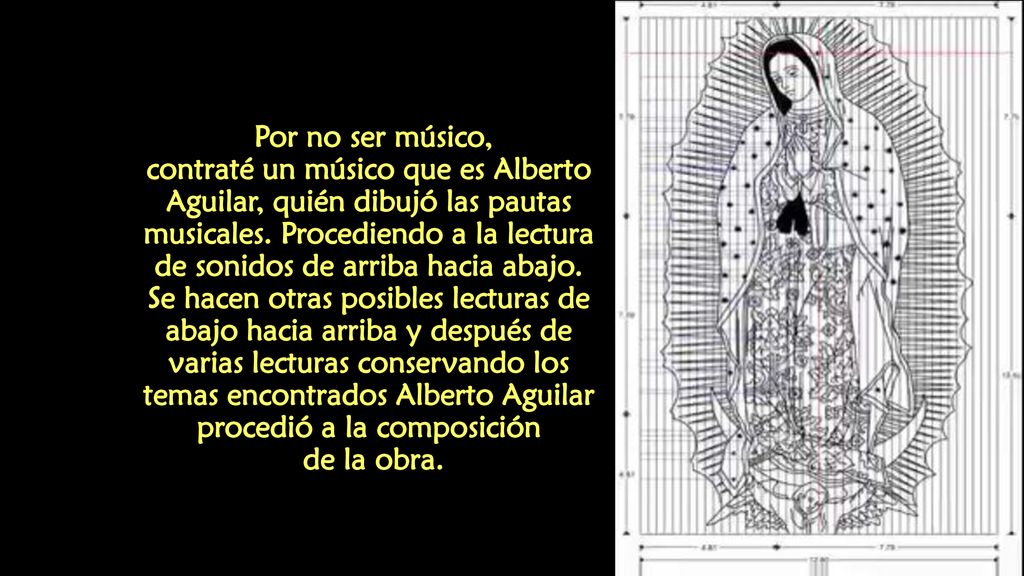 Por no ser músico, contraté un músico que es Alberto Aguilar, quién dibujó las pautas musicales.