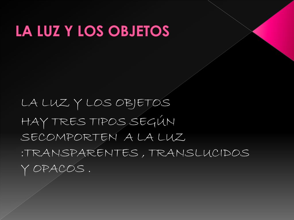 LA LUZ Y LOS OBJETOS LA LUZ Y LOS OBJETOS