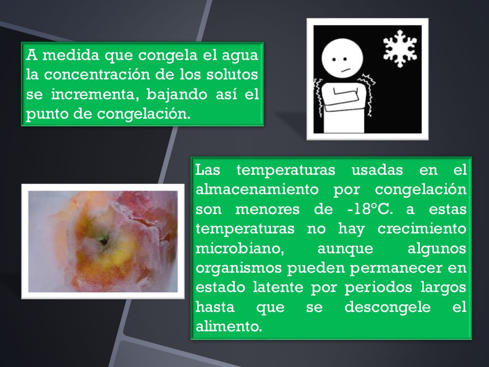 A medida que congela el agua la concentración de los solutos se incrementa, bajando así el punto de congelación.
