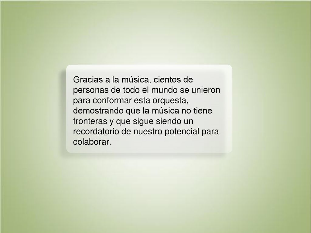 Gracias a la música, cientos de personas de todo el mundo se unieron para conformar esta orquesta, demostrando que la música no tiene fronteras y que sigue siendo un recordatorio de nuestro potencial para colaborar.