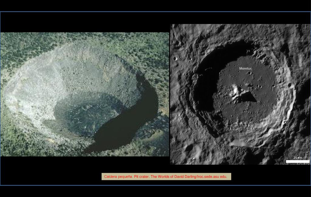 Caldera pequeña. Pit crater. The Worlds of David Darling/Iroc. sede