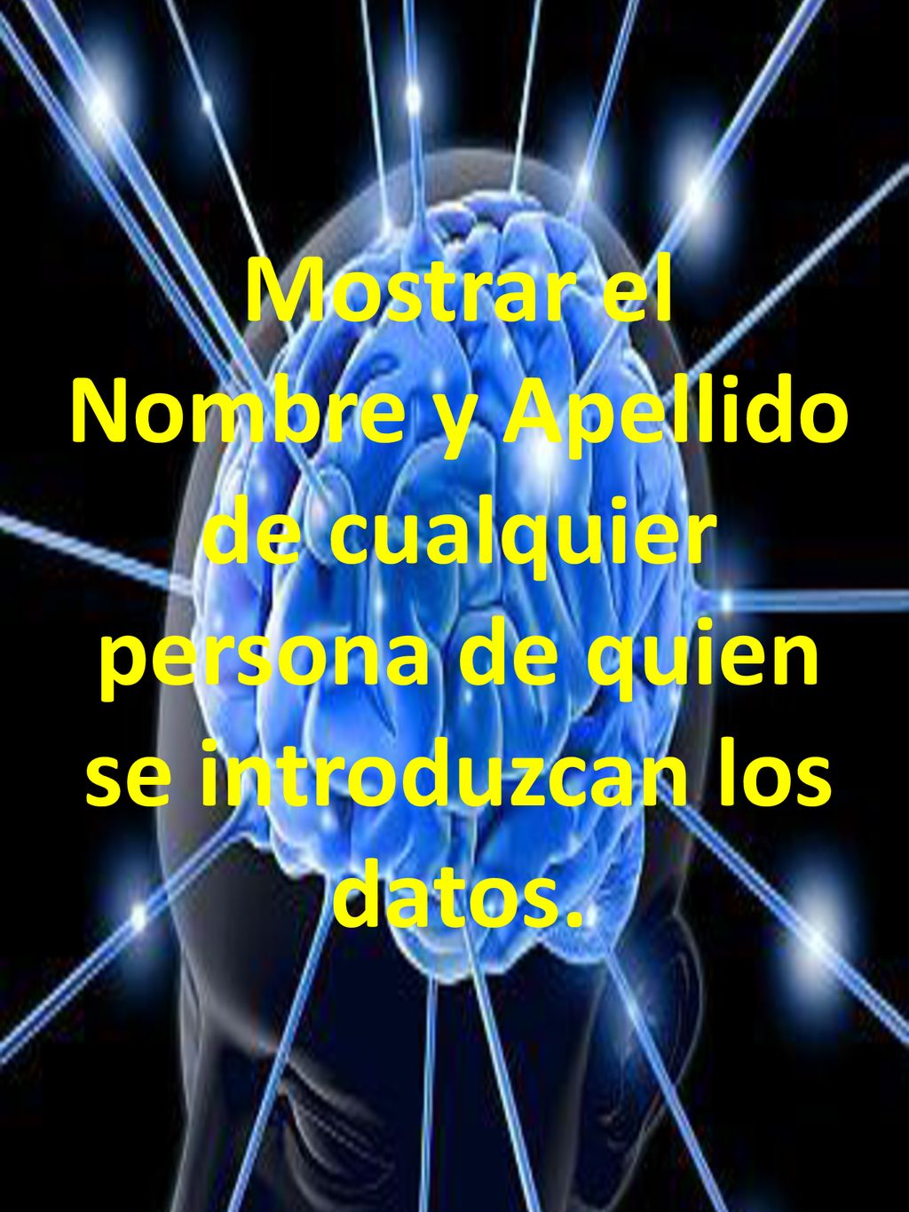 Mostrar el Nombre y Apellido de cualquier persona de quien se introduzcan los datos.