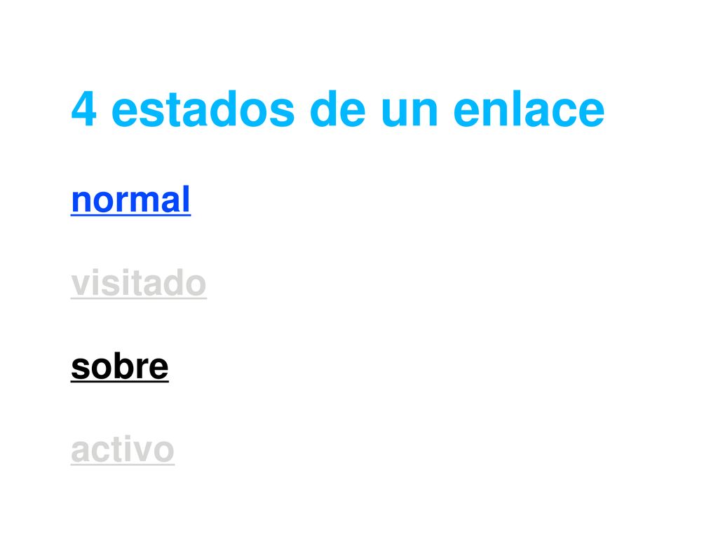 4 estados de un enlace normal visitado sobre activo