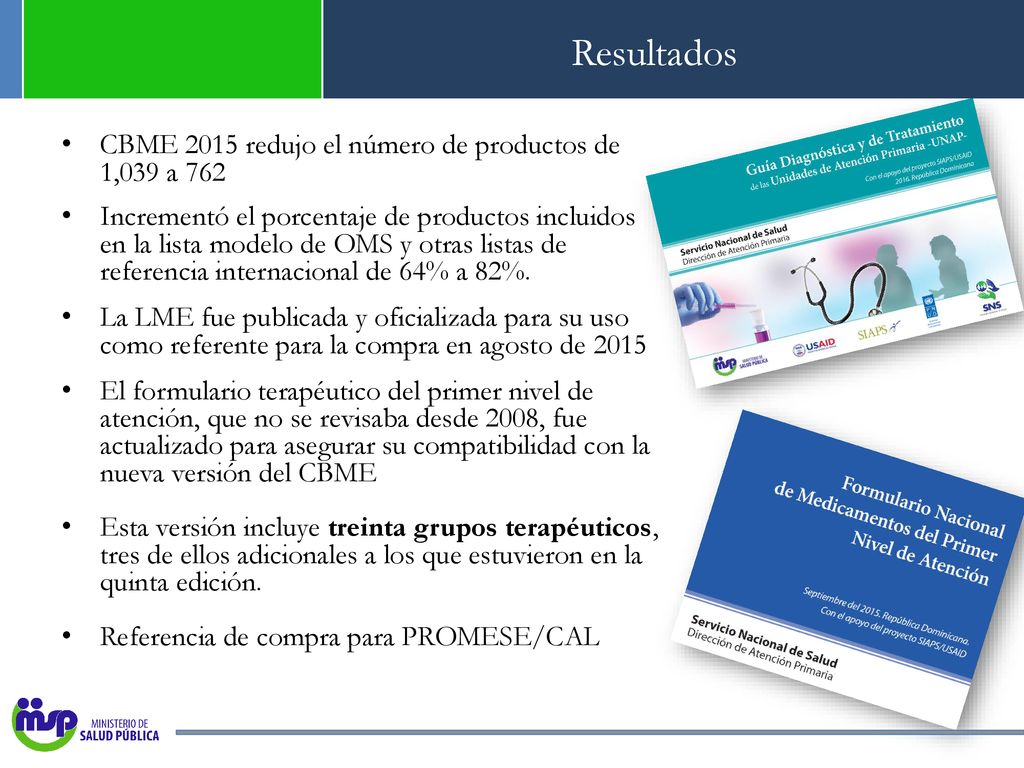 Resultados CBME 2015 redujo el número de productos de 1,039 a 762