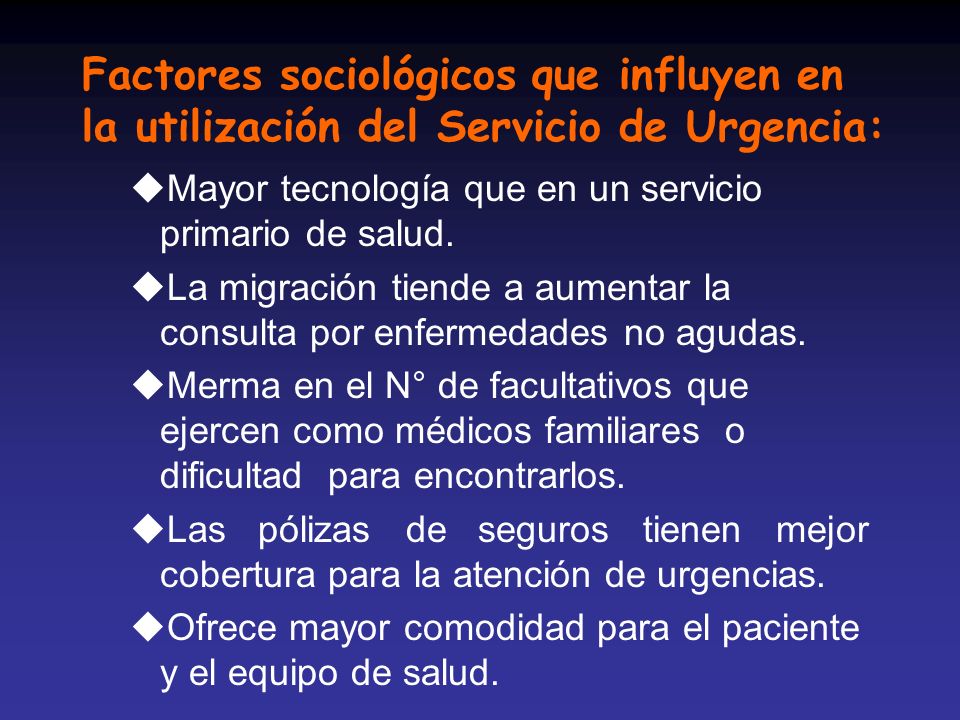 Factores sociológicos que influyen en la utilización del Servicio de Urgencia: