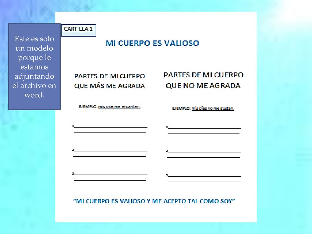 Este es solo un modelo porque le estamos adjuntando el archivo en word.