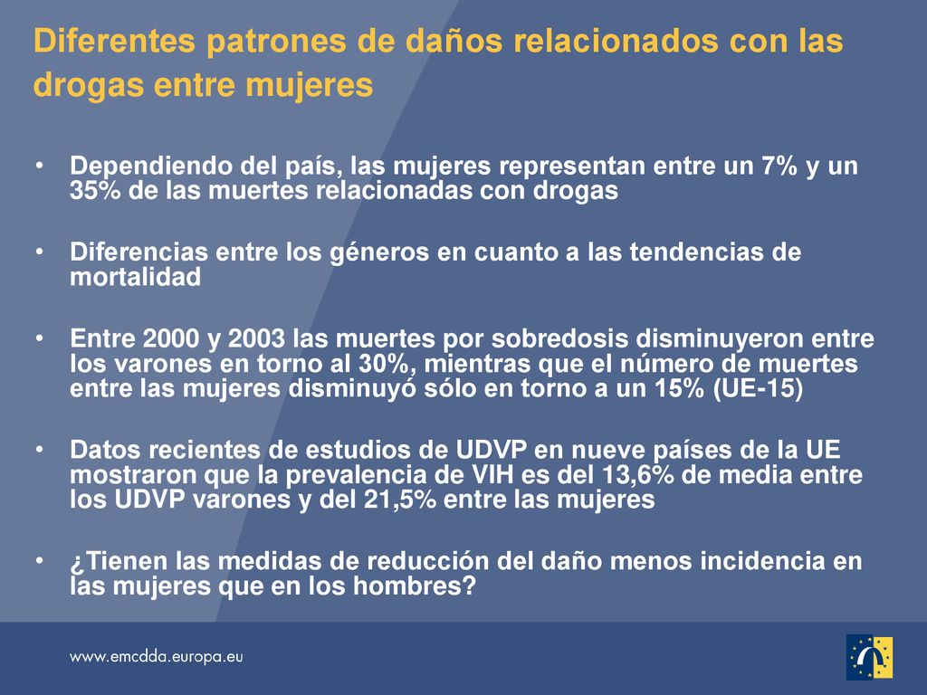 Diferentes patrones de daños relacionados con las drogas entre mujeres